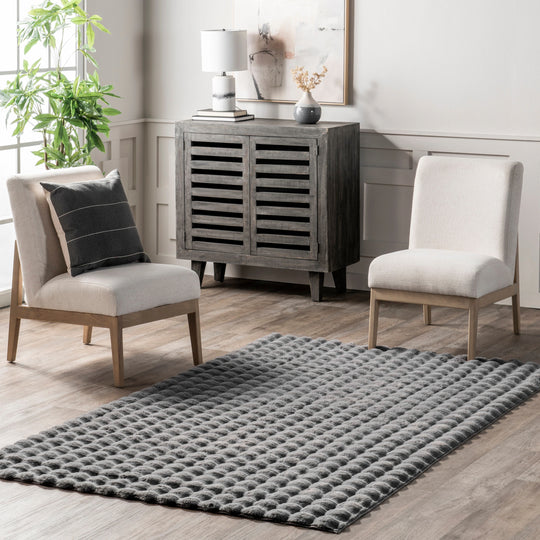 Jeni Solid Plush Machine Washable Area Rug