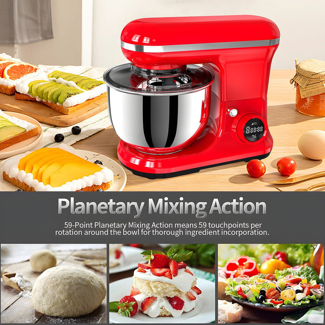 5.3 Qt Digital Display Stand Kitchen Food Mixer 6 Speed with Egg Whisk, Dough Hook & Flat Beater
