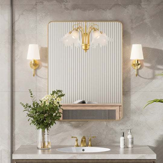 Modern Rounded Rectangle Metal Frame Wall Mirror