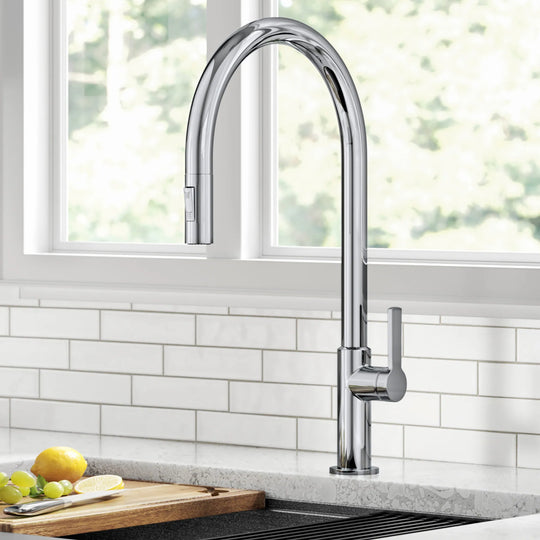 2-Function 1-Handle 1-Hole Pulldown Sprayer Brass Kitchen Faucet