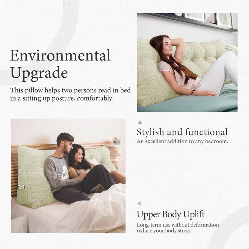 Bed Rest Wedge Reading Pillow Headboard Back Support Cushion