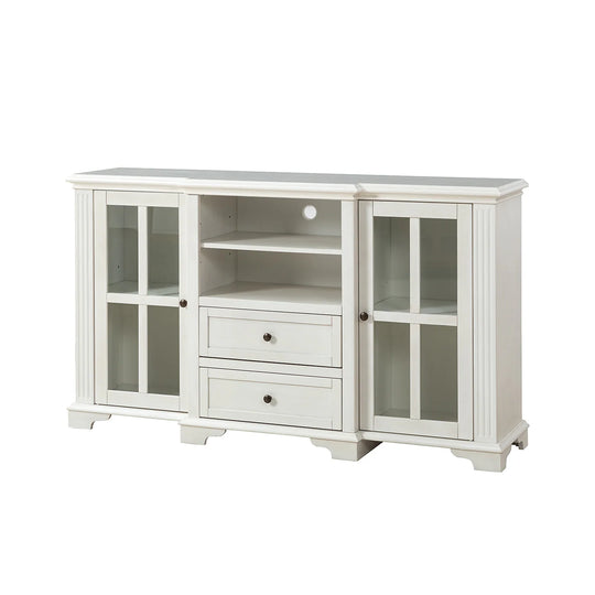 Dietrich Rustic Multifunctional Wooden TV Stand with Shelf and 2 Drawers and Sturdy Legs by