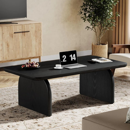 Farmhouse Rustic round Edge Rectangle Coffee Table