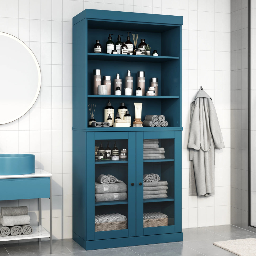 100% Solid Wood Bathroom & Laundry Storage Cabinet, Raised Panel Doors, Adjustable Shelves, 32" Wide, 71.5" Tall