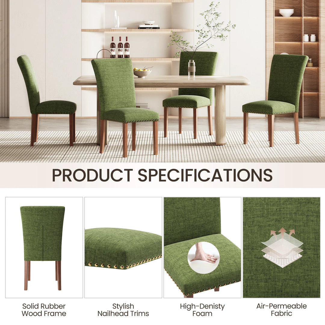 RENEWLINE Dining Chairs, Fabric with Nailhead Trim and Wood Legs