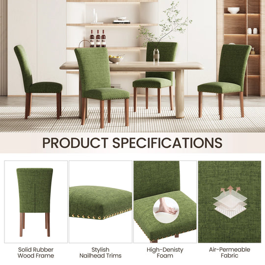 RENEWLINE Dining Chairs, Fabric with Nailhead Trim and Wood Legs