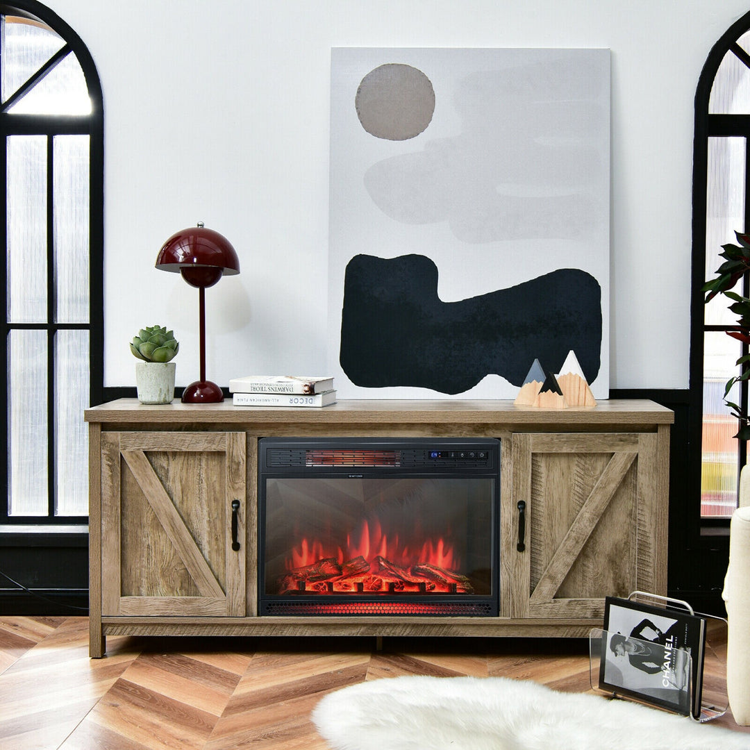 59'' Fireplace TV Stand W/ 25'' 1350W Electric Fireplace Heater