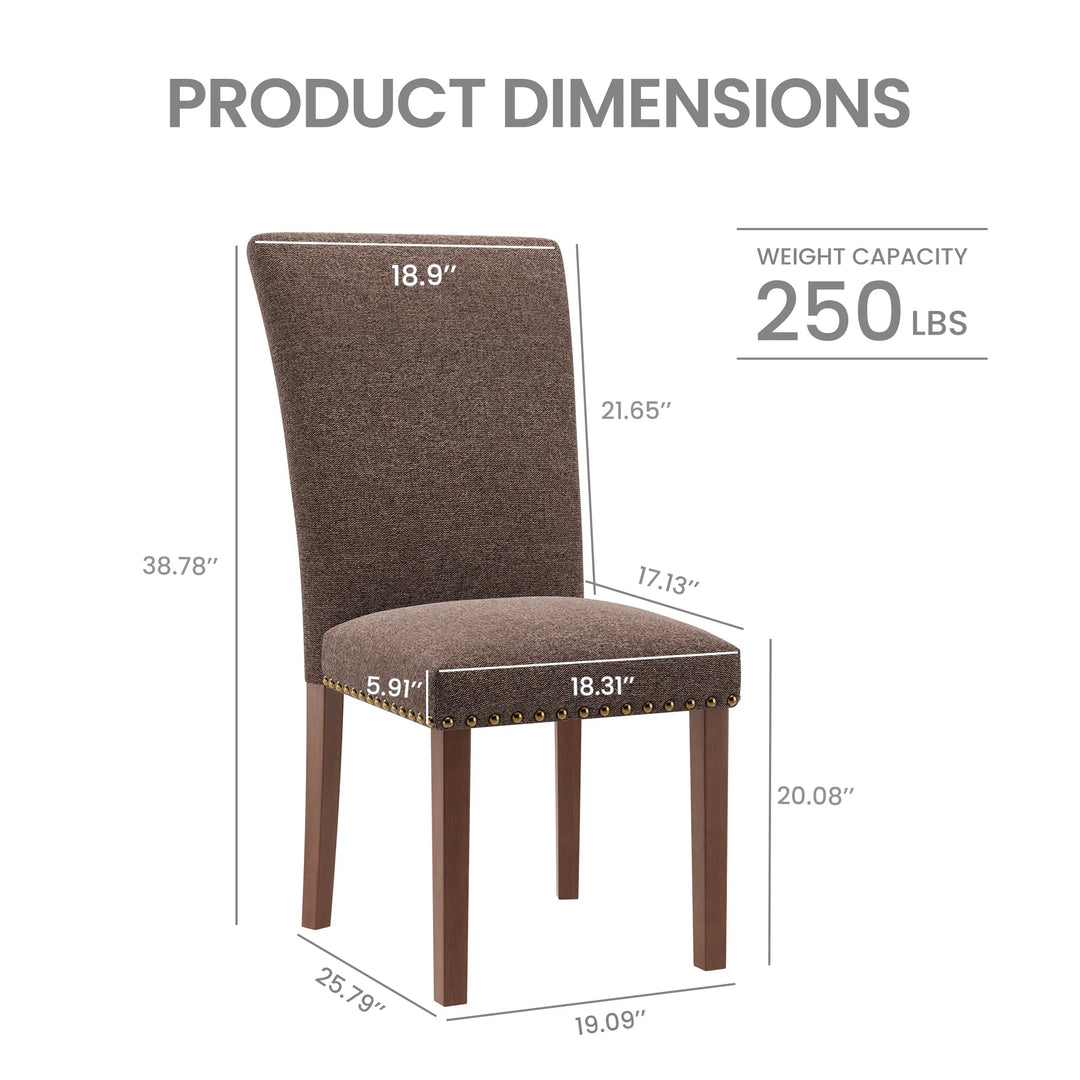 RENEWLINE Dining Chairs, Fabric with Nailhead Trim and Wood Legs