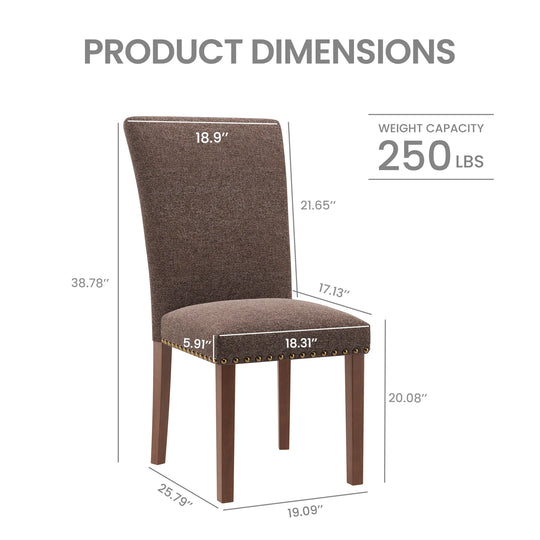 RENEWLINE Dining Chairs, Fabric with Nailhead Trim and Wood Legs