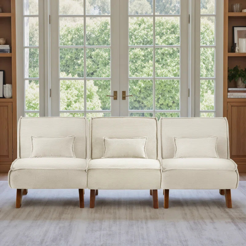90''W Upholstered Spacious 3 Seat Sofa Will Pillow