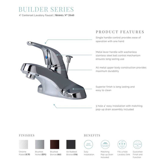 Classic Single Handle Centerset Lavatory Faucet with Pop-Up Drain Assembly