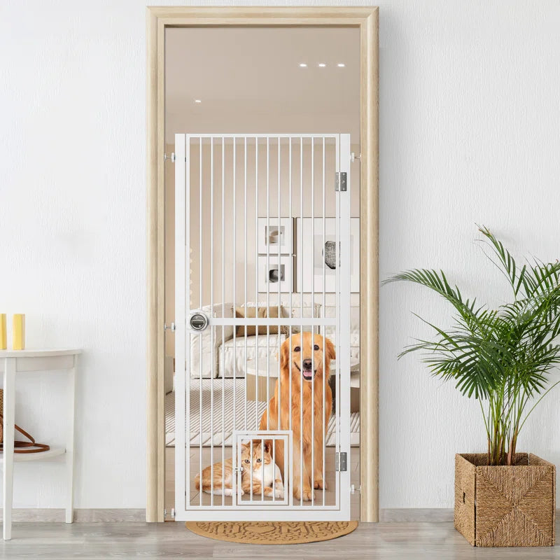 Eresmia 61“ Extra Tall Pet Gate for Doorway, Adjustable Pressure Mounted Pet Gate with Door