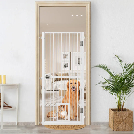 Eresmia 61“ Extra Tall Pet Gate for Doorway, Adjustable Pressure Mounted Pet Gate with Door
