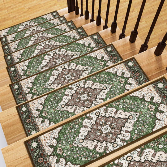 Non-Slip Stair Treads with Tape Colorful Chenille Stair Runner Rug