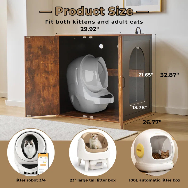 Cat Litter Robot Enclosure, Farmhouse Litter Box Enclosure, Litter Collector for Automatic Litter Box Enclosure