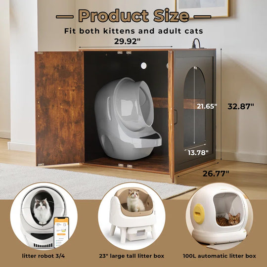 Cat Litter Robot Enclosure, Farmhouse Litter Box Enclosure, Litter Collector for Automatic Litter Box Enclosure