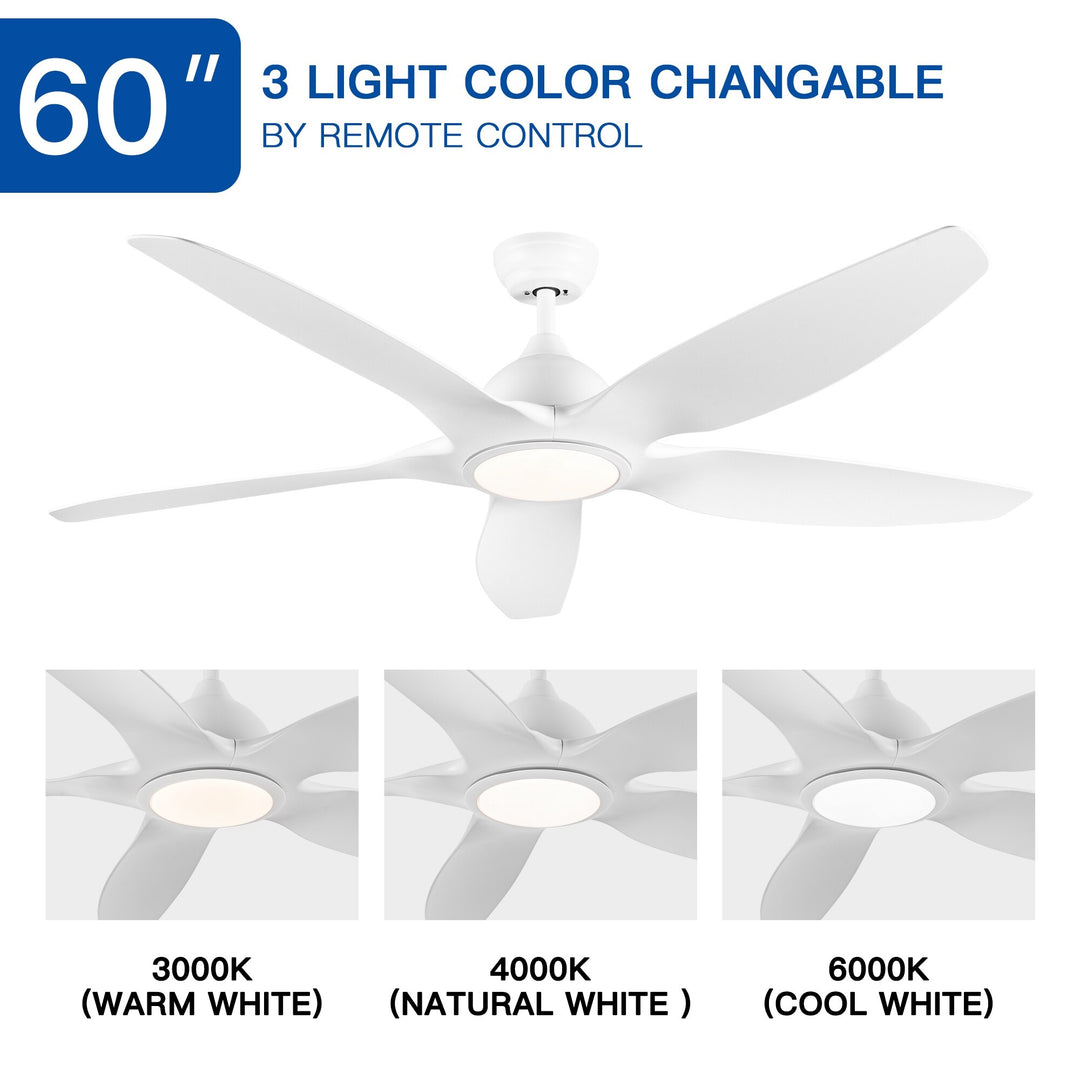 Sofucor 52/60 Inch Ceiling Fan with Integrated LED Light and Remote Control Quiet DC Motor