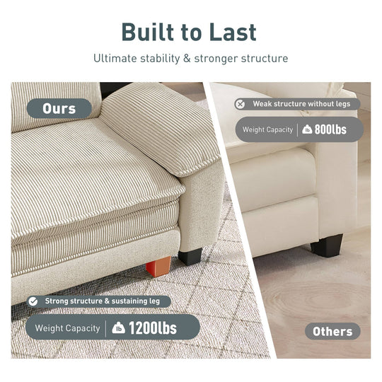Cloud Modular Deep Seat Sofa, Chenille or Corduroy Sectional Couch with Removable Arms, 1–4 Seater