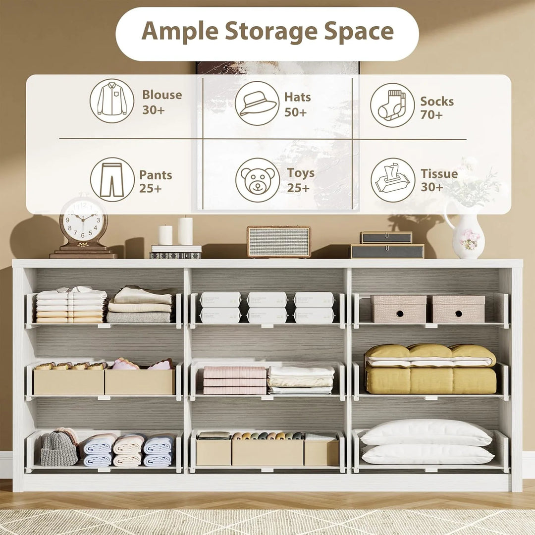 7-Drawer Dresser for Bedroom,Wide Wood Chest with Handle-Free Design,Modern Storage Cabinet for Living Room or Entryway