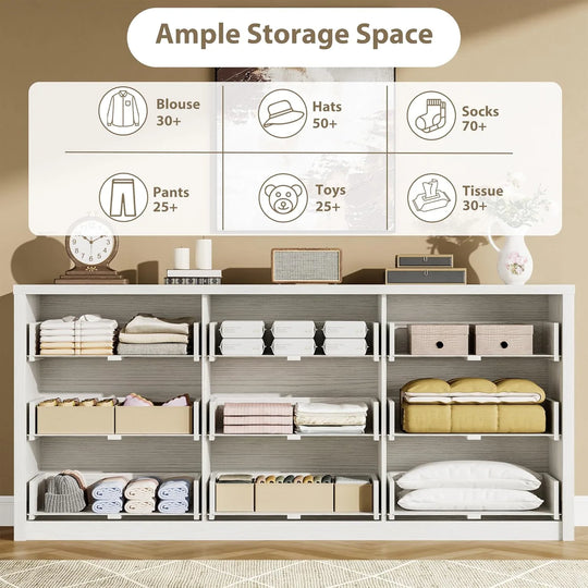7-Drawer Dresser for Bedroom,Wide Wood Chest with Handle-Free Design,Modern Storage Cabinet for Living Room or Entryway