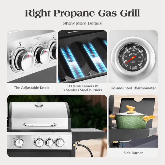 Synae  3 - Burner 2-In-1 Charcoal and Gas Grill