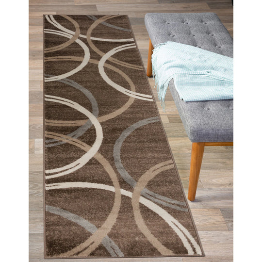 Contemporary Abstract Circles Design Area Rug