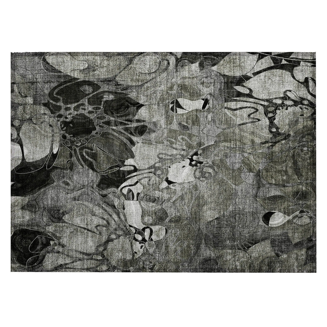 Machine Washable Indoor/ Outdoor Modern Floral Chantille Rug