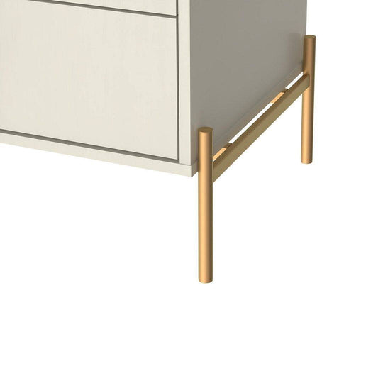 Jasper Nightstand with Steel Gold Legs in White Gloss