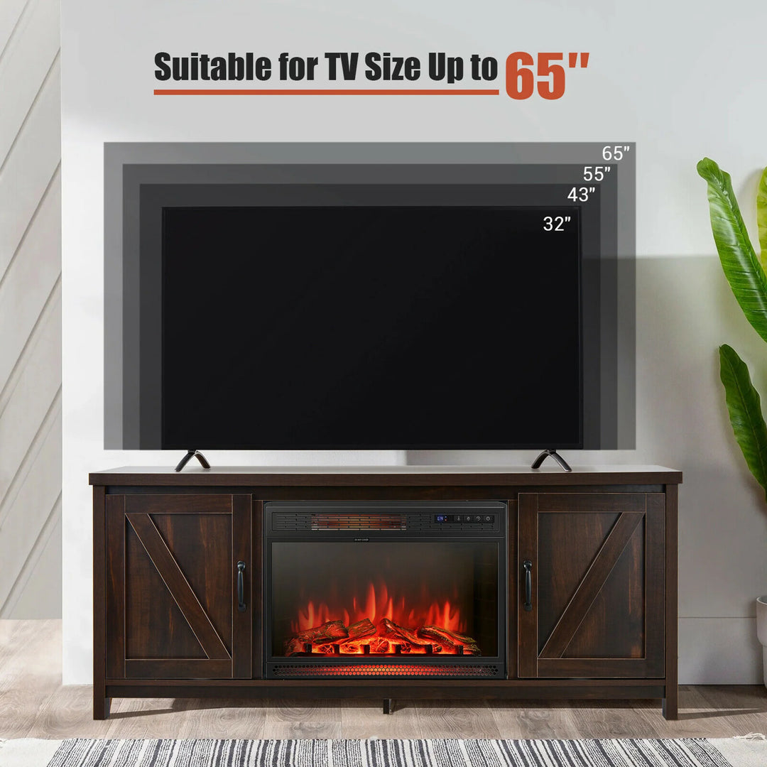 59'' Fireplace TV Stand W/ 25'' 1350W Electric Fireplace Heater