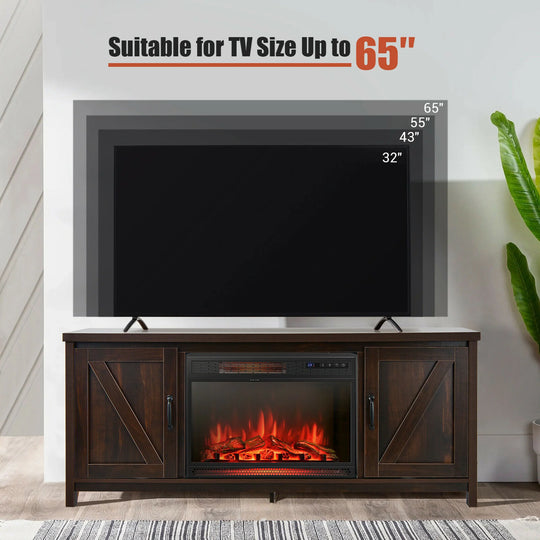 59'' Fireplace TV Stand W/ 25'' 1350W Electric Fireplace Heater