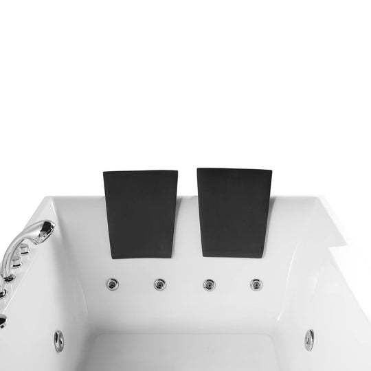 72" X 48" Acrylic Rectangle Whirlpool Bathtub - 10 Water Jets - Led Lights - Left Side Drain - 3-Side Alcove Install