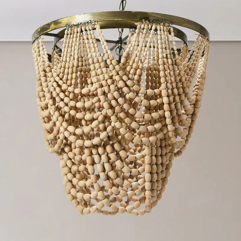 Aidescombe 2-Tier Draped Wood Bead Chandelier