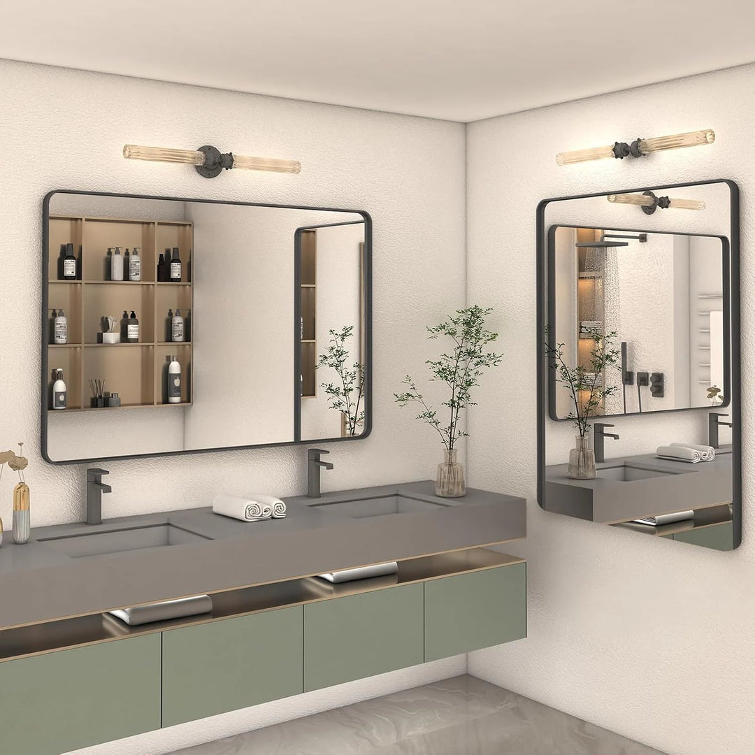 Aluminum Alloy Framed French Cleat Mounted Tempered Glass Wall Vanity Mirror