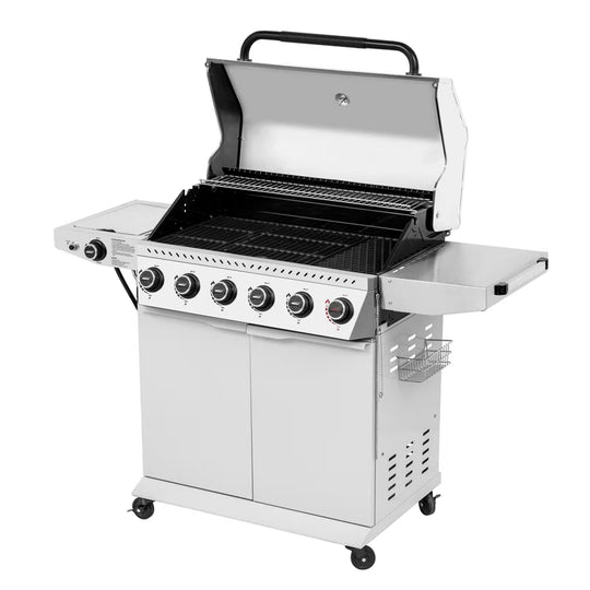 6-Burner BBQ Liquid Propane Gas Grill with Sear Burner and Side Burner, White