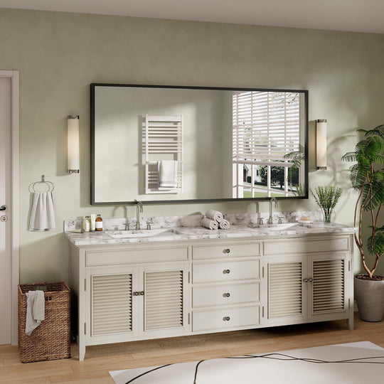 Modern Metal Framed French Cleat Mounted Wall Bathroom Vanity Mirror