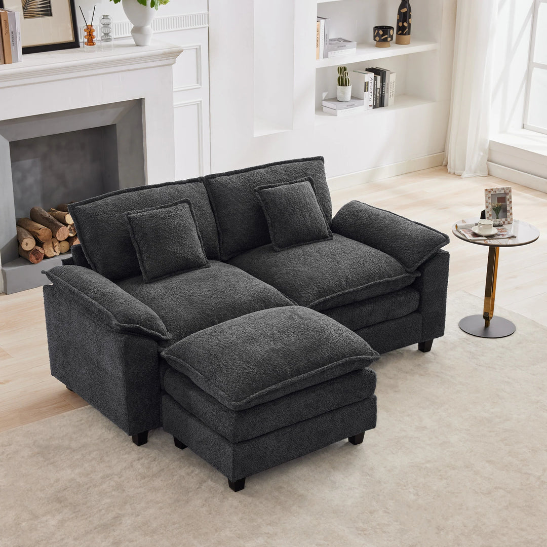 Modular Chenille Sectional Sofa with Ottomans, Deep Seat, Wide Padded Armrests, 2-Seat / 3-Seat / 4-Seat Options