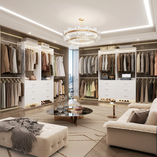 Cimly Set of 2 Closet Organizer System with Adjustable Hanging Rods and Drawers