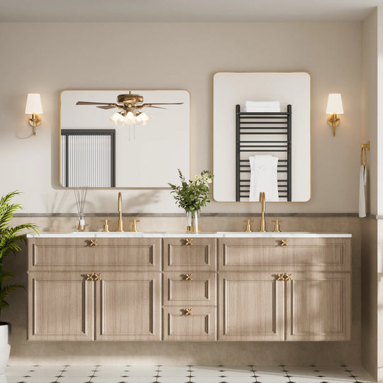 Modern Rounded Rectangle Metal Frame Wall Mirror