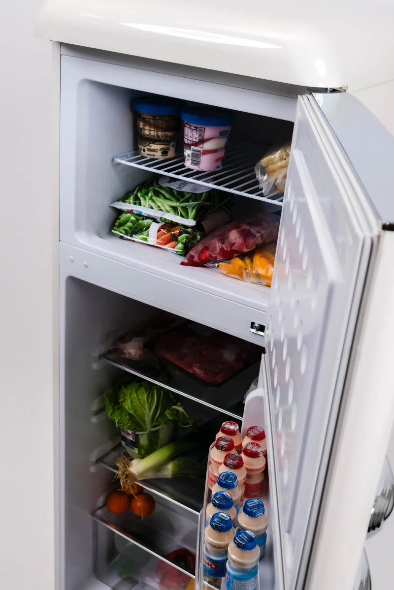 7.5 Cu. Ft. Capacity Retro Fridge Freezer Combo, Upright Fridge Freezer Combo, Apartment Size