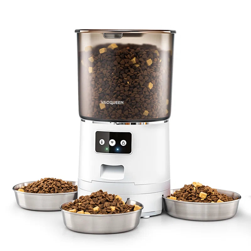 Automatic Cat Food Dispenser with 3 Bowls for 3 Cats & 6L Volum Capacity, 2.4G Wifi with APP Remote Feeding