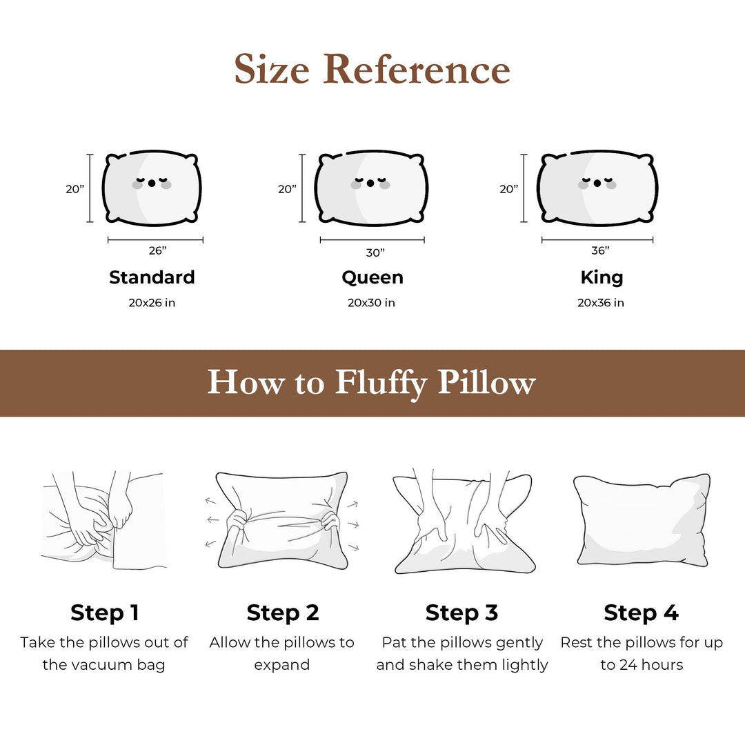 Set of 2 100% Organic Cotton down Feather Pillow-In-A-Pillow Design Bed Pillow