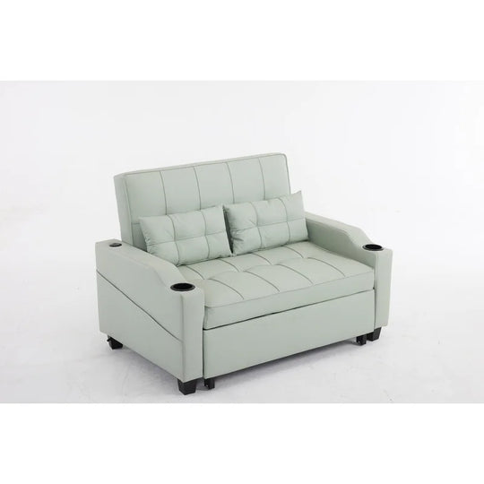 Tufted Upholstered Leather Sleeper Sofa Bed