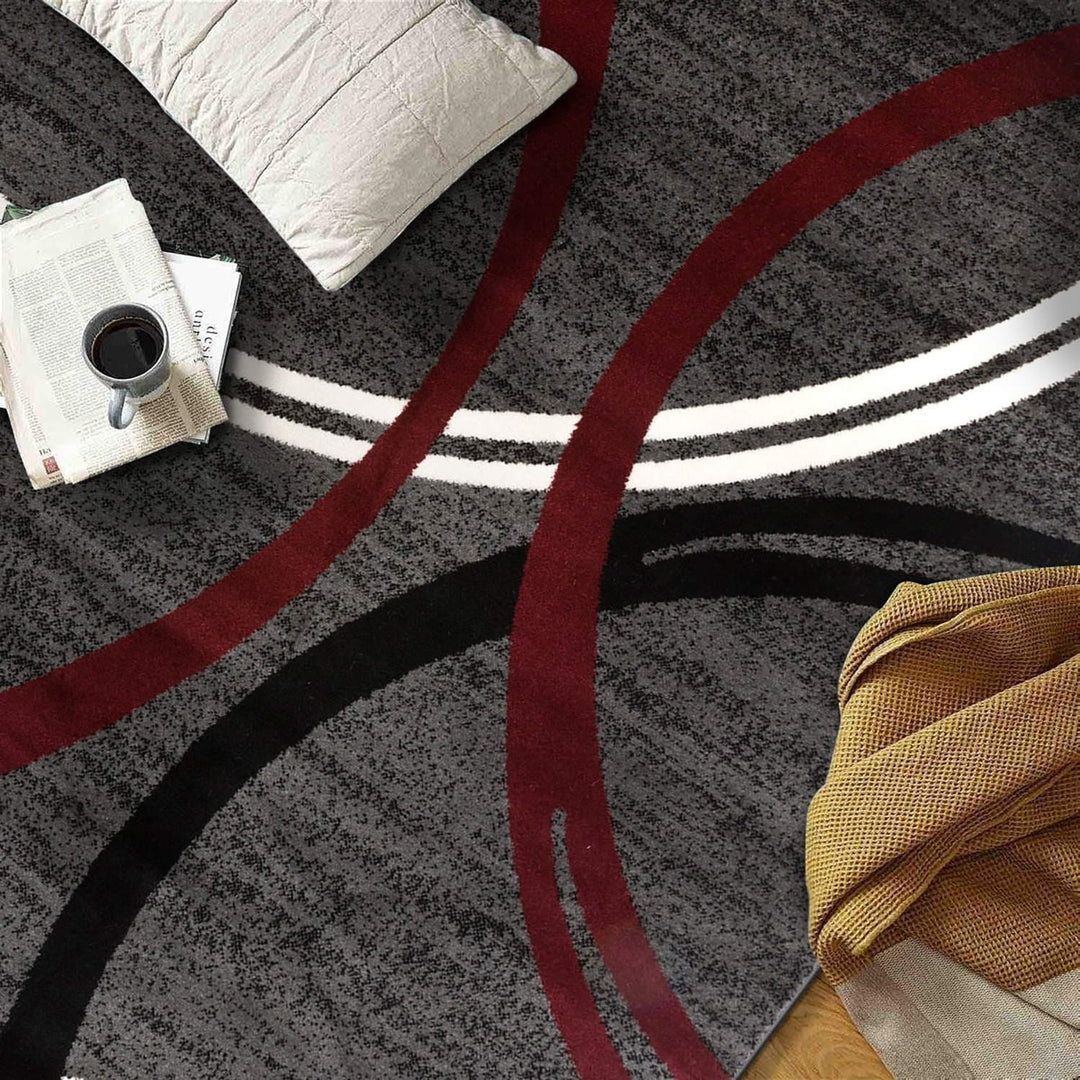 Contemporary Abstract Circles Design Area Rug