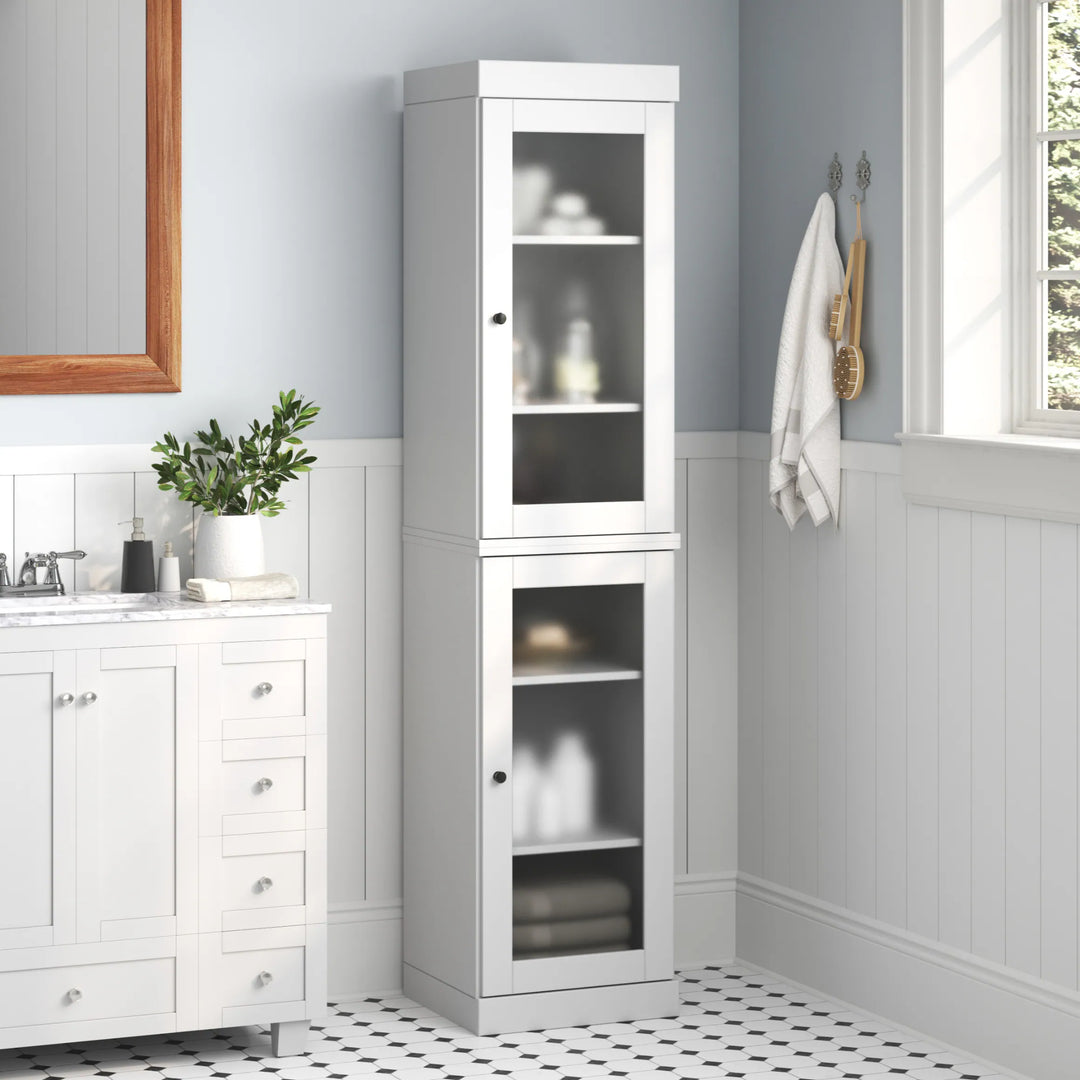 100% Solid Wood Bathroom Storage Cabinet, Adjustable Shelves, 16.5" Wide, 35.75" Tall