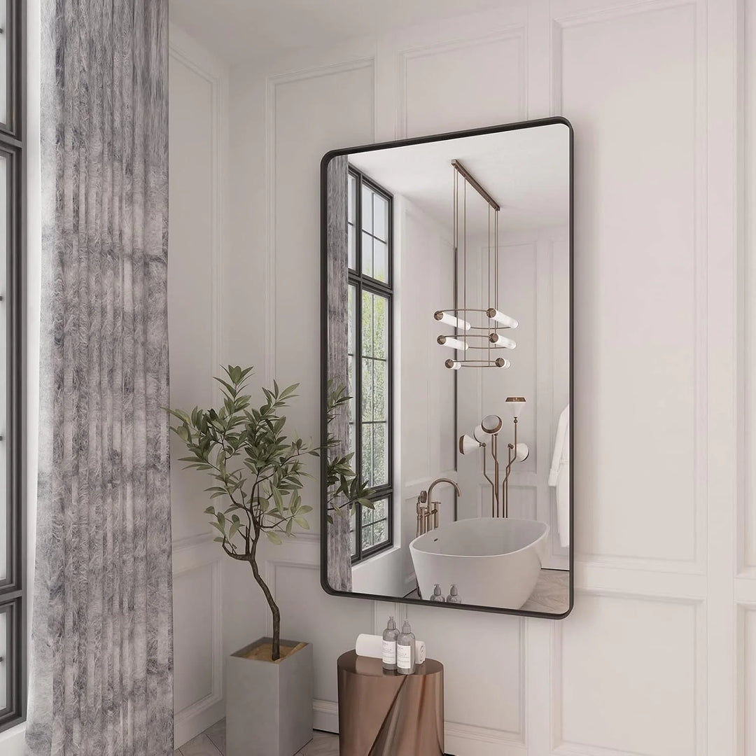 Aluminum Alloy Framed French Cleat Mounted Tempered Glass Wall Vanity Mirror