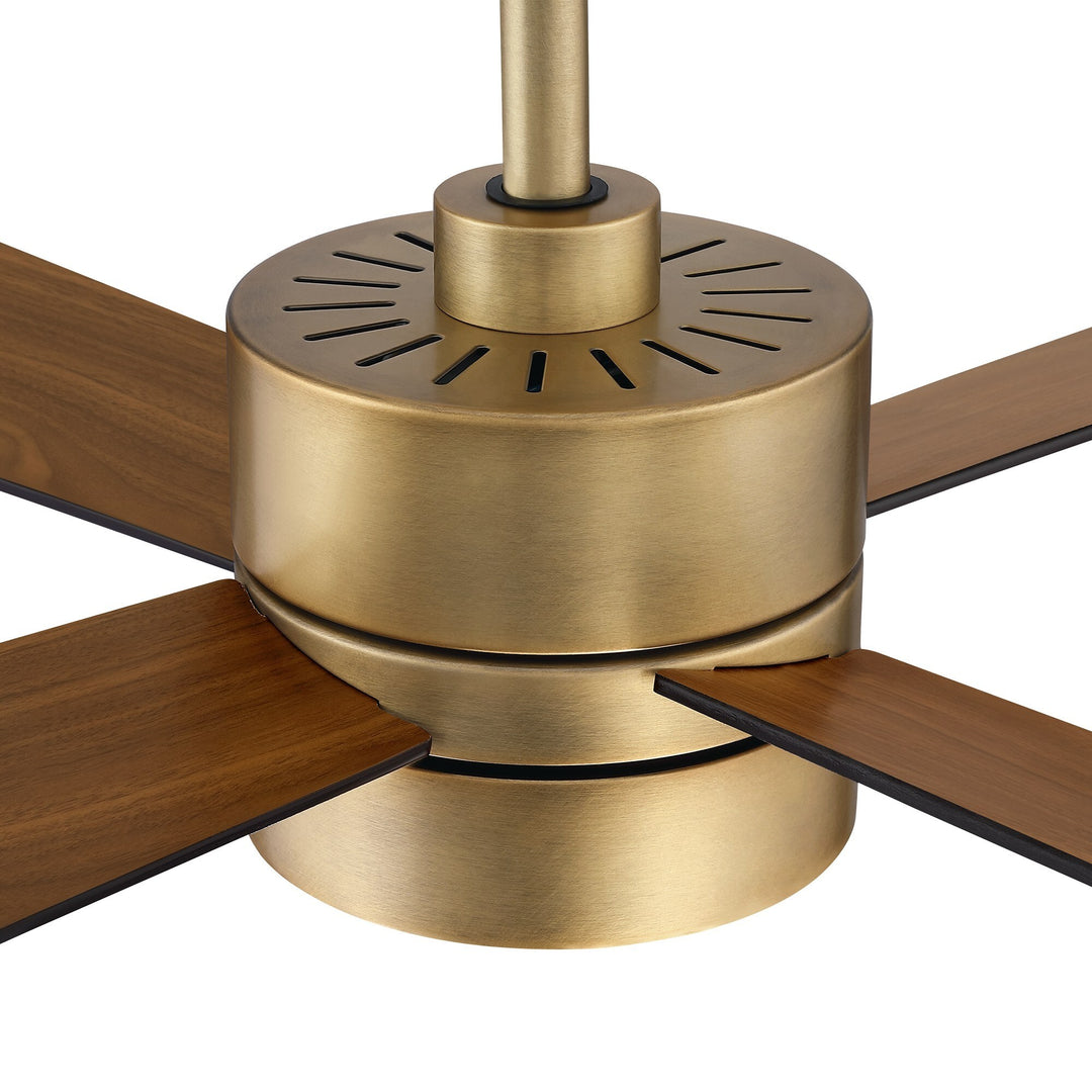 52" Antique Brass Plywood 4-Blade Indoor Ceiling Fan with Light and Remote