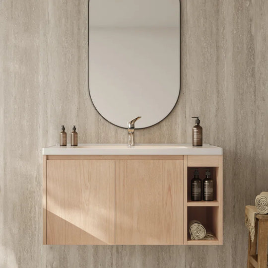 Modern 35.8" Wall-Mounted Single Bathroom Vanity with Ceramic Top