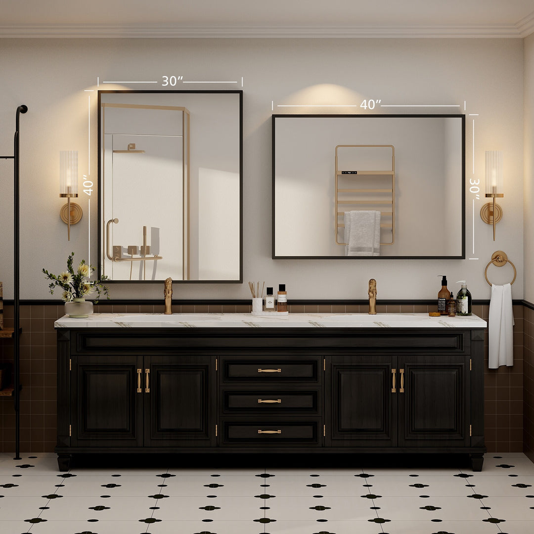 Modern Metal Framed French Cleat Mounted Wall Bathroom Vanity Mirror