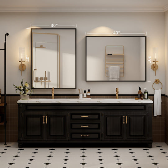 Modern Metal Framed French Cleat Mounted Wall Bathroom Vanity Mirror