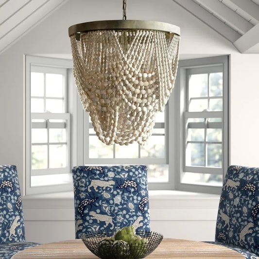 Aidescombe 2-Tier Draped Wood Bead Chandelier